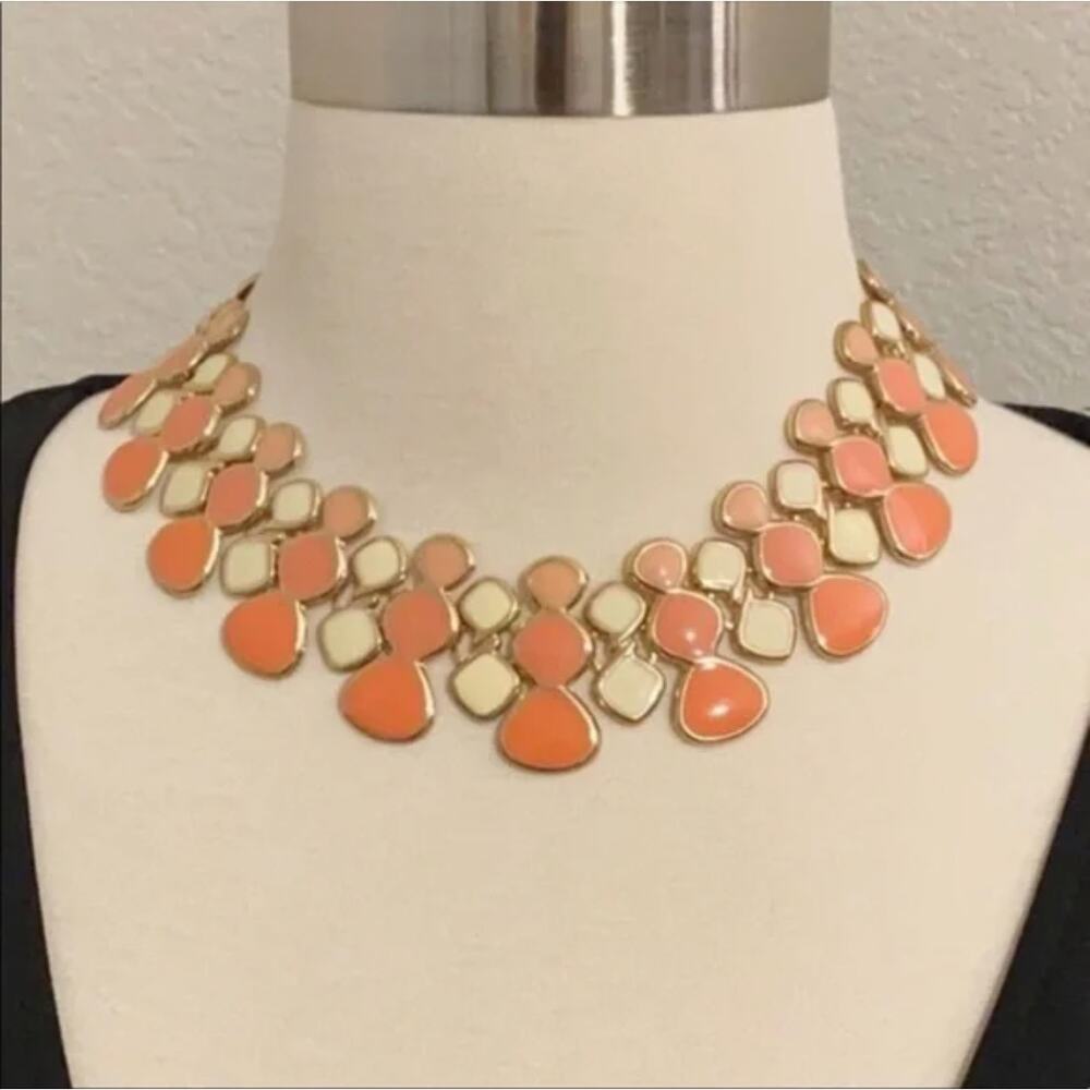 Vintage Metal Pink & White Collar Necklace